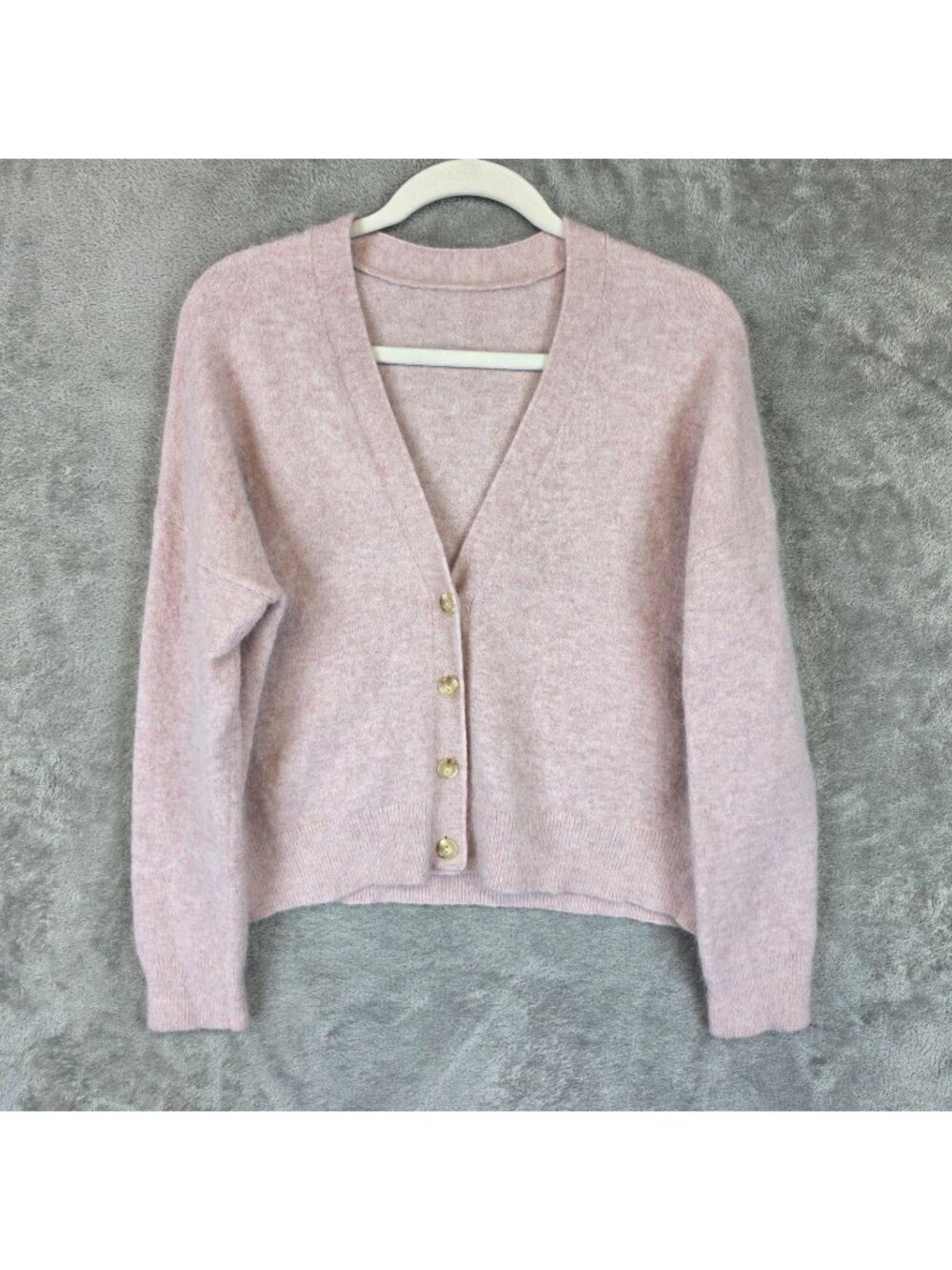 Lululemon Alpaca Wool Blend Cardigan Sweater Womens M Pink V Neck Knit Soft